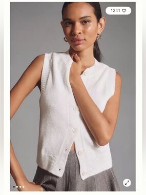 NWT Anthropology Maeve Crew-Neck Cardigan Sweater Vest